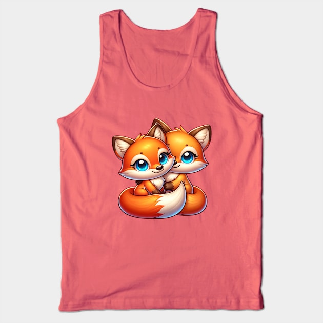 Fox Best Friends - Fox Couple Tank Top by FoxSplatter